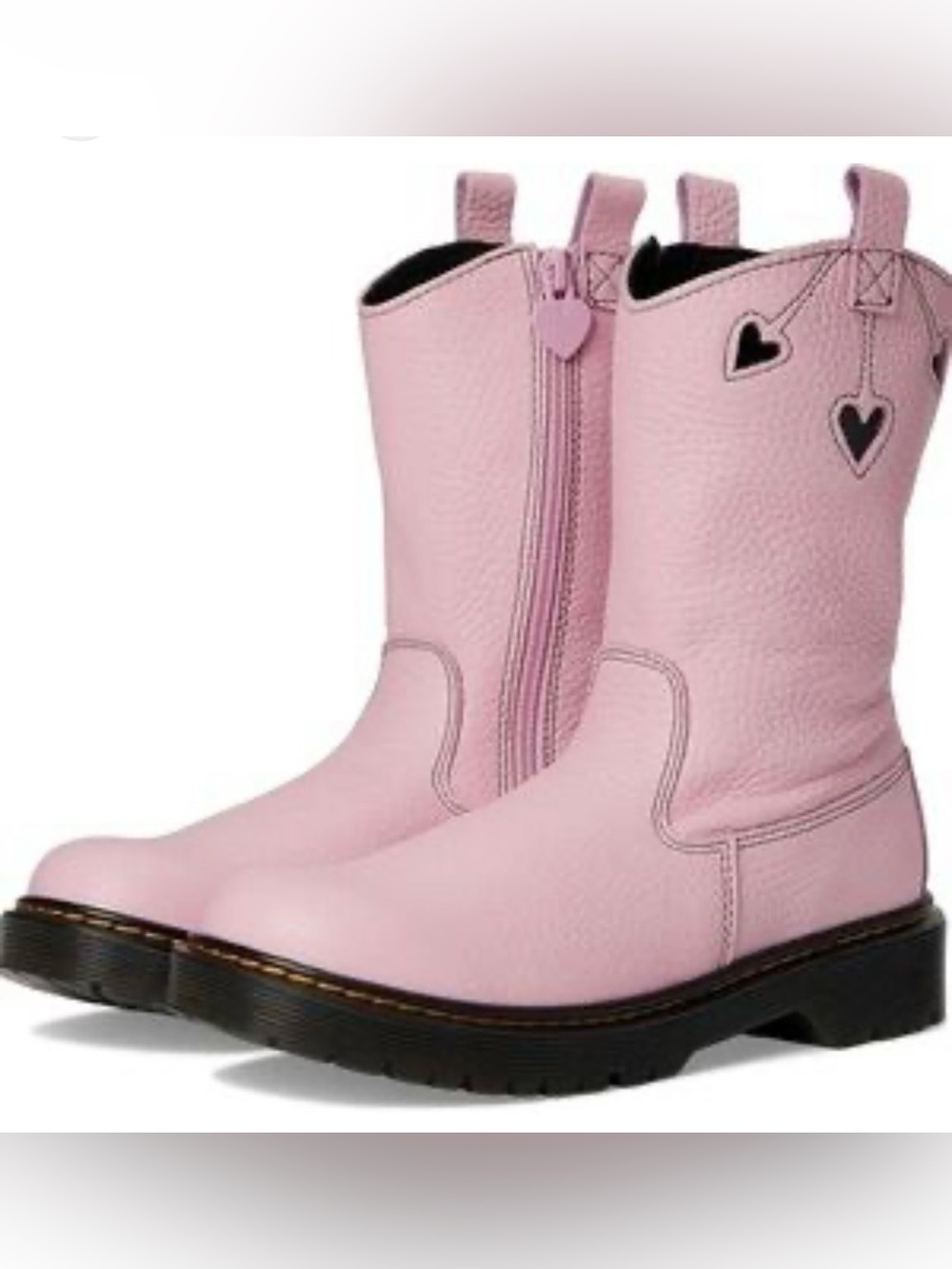 Dr. Martens Bex Heart Pink and Black Cutout Mid-Calf Pull On Boots